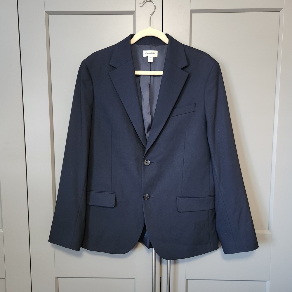 New Open Edit Men's Navy Blue Blazer Jacket Size 42R Wrinkle Resistant